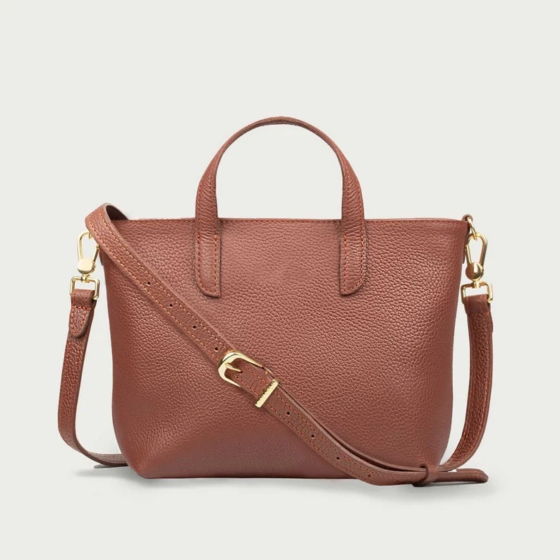 Black Grain Leather Multi-purpose Top Zip Tote Bag