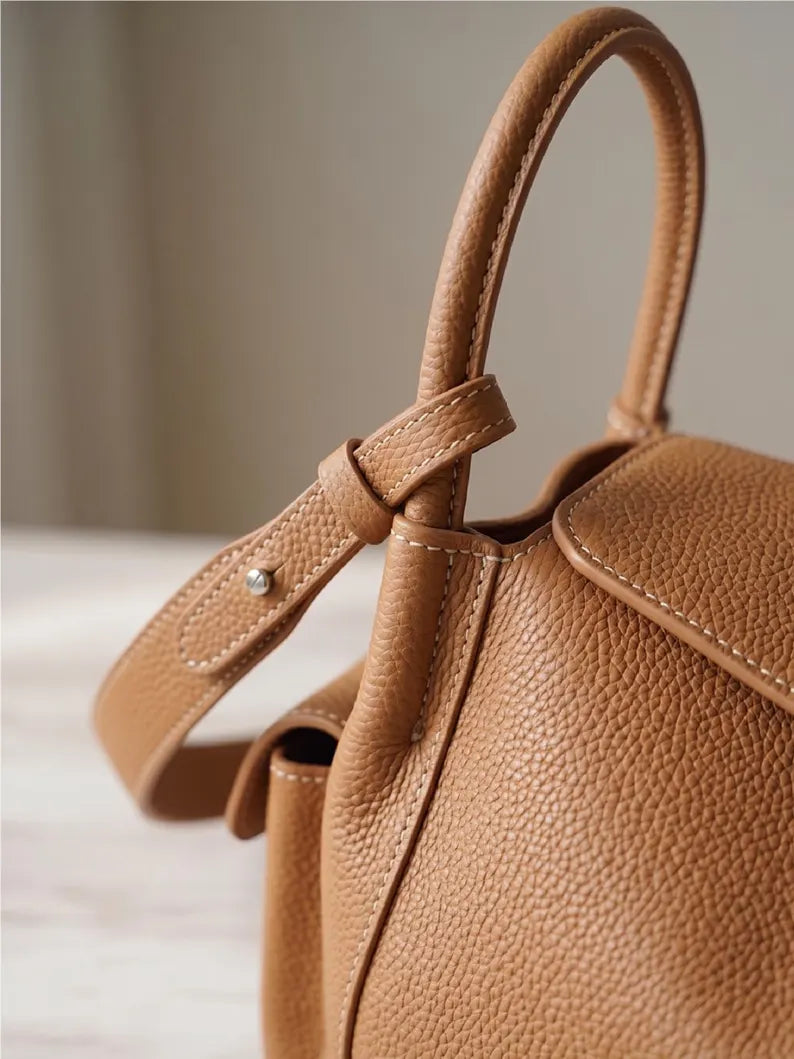 Tan Pebbled Leather Multi Carry Shoulder Crossbody Hobo Bag